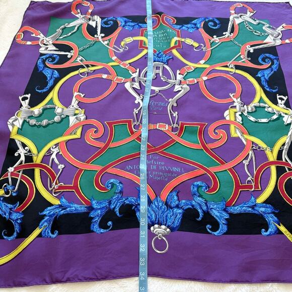 Hermes Paris L'Instruction du Roy Bayadere shawl 140 silk Authentic - Picture 6 of 7